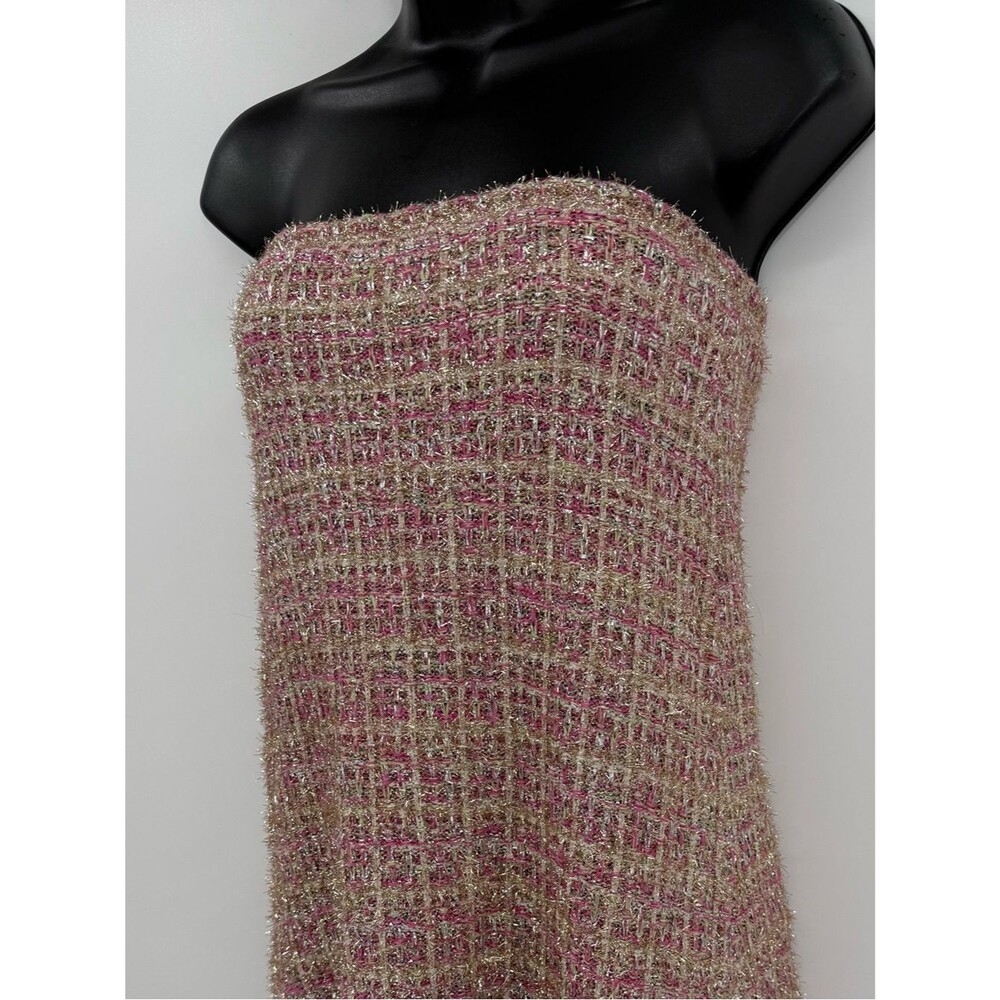 Zara Metallic Tweed Strapless Maxi Dress | Pink Multi | Small - Picture 5 of 11